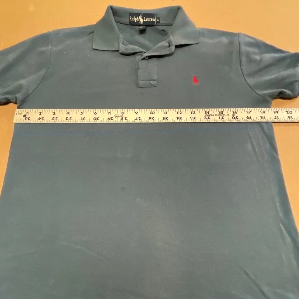 Vintage 90s Polo Ralph Lauren Shirt Large L Blue Slate Made In Hong Kong Pony